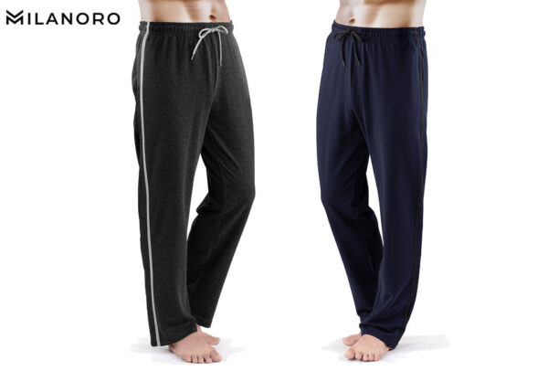 Milanoro 2pk Loungewear lange Hosen Marine - Dunkelgrau L Kleidung