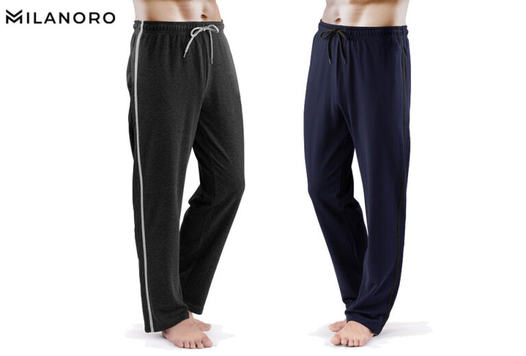 Milanoro 2pk Loungewear lange Hosen Marine - Dunkelgrau L Kleidung
