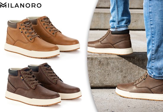 Milanoro - Bequeme Herren-Turnschuhe - Dunkelbraun - Größe 43 Kleidung
