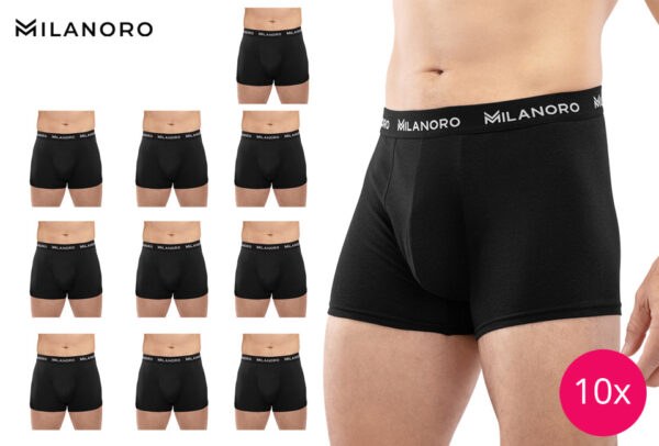 Milanoro Boxershorts - schwarz 10er Set - Baumwolle - Schwarz Kleidung
