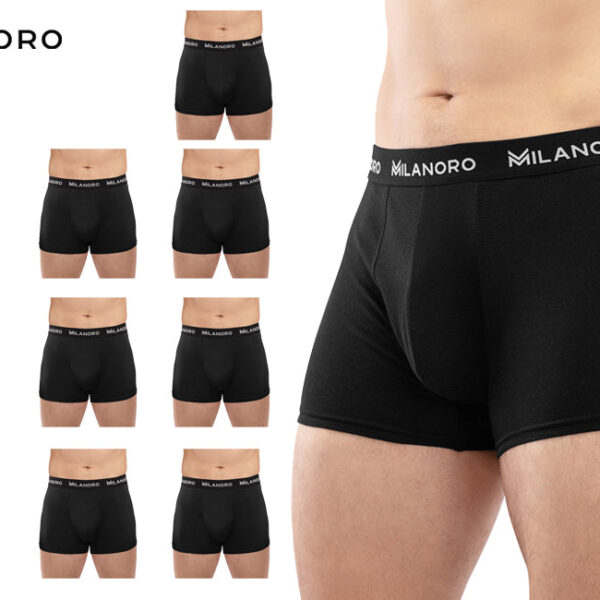 Milanoro Boxershorts - schwarz 10er Set - Baumwolle - Schwarz Kleidung
