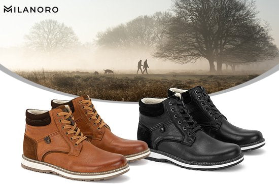 Milanoro - Elegante Herren-Turnschuhe aus Leder - Cognac - Größe 46 Kleidung