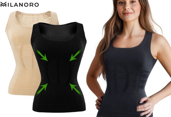 Milanoro - Figurkorrigierendes Unterhemd für Frauen - Schwarz - XL Kleidung