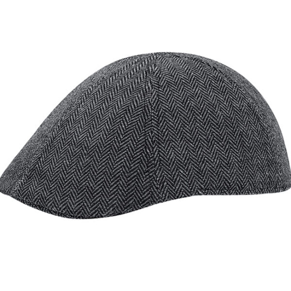 Milanoro Flat Cap in Grau - Stilvolle Wollmischung für kalte Tage - Zeitloses Fischgrätenmuster Kleidung