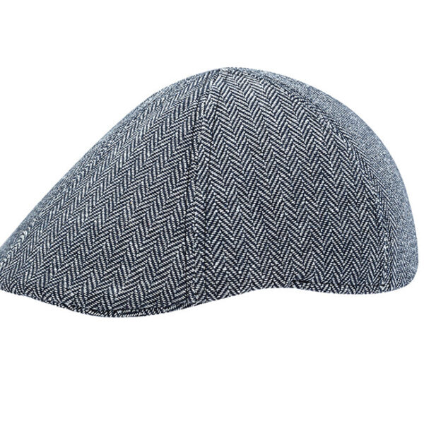 Milanoro Flat Cap in Navy - Zeitloses Fischgrätenmuster - Warm
