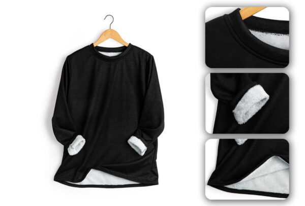 Milanoro kuschelige Fleece-Tunika - Schwarz - XXL Kleidung