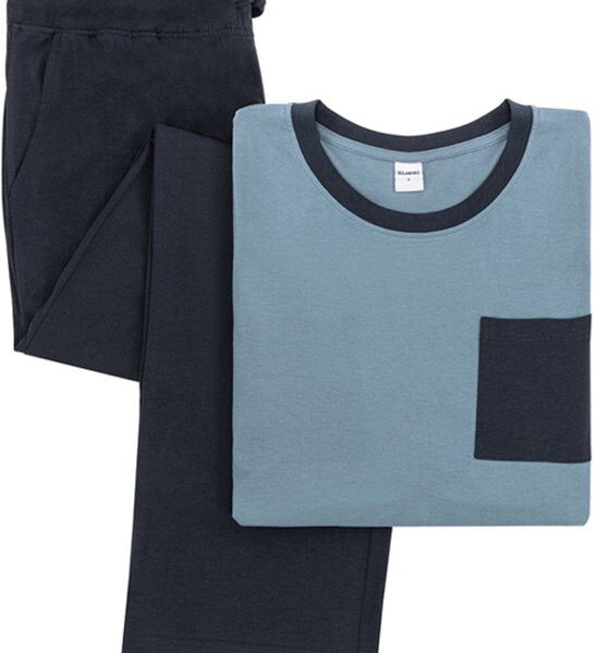 Milanoro - Schlafanzug aus Baumwolle für Männer - Blau - XXL Kleidung