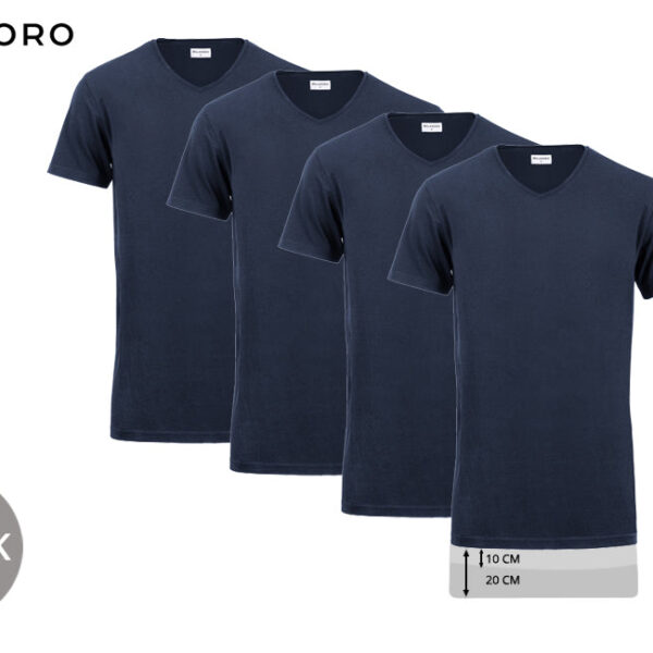 MILANORO T-Shirt - Extra lang - 4er-Pack - 100% Baumwolle - Größe XL - Marine Kleidung