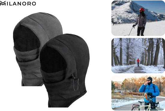 Milanoro - Warme Fleece-Schal-Mütze - Grau - 1 Stück Kleidung
