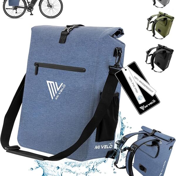 MIVELO Fahrradtasche für Gepäckträger - 3-in-1 Gepäckträgertasche Rucksack Umhängetasche - 100% wasserdicht und PVC-frei - Fahrradtasche mit abnehmbarer Laptoptasche Kleidung