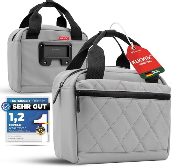 MIVELO Lenkertasche - Wasserabweisend & Klickfix-kompatibel - 7 Liter - Grau Auto & Fahrrad