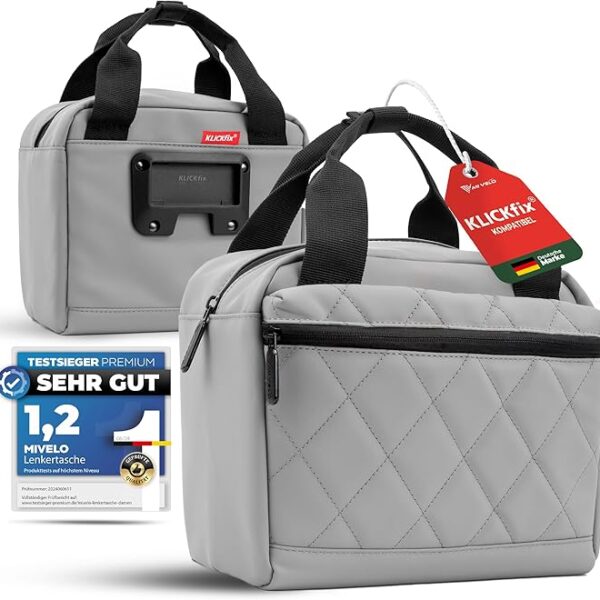 MIVELO Lenkertasche - Wasserabweisend & Klickfix-kompatibel - 7 Liter - Grau Auto & Fahrrad