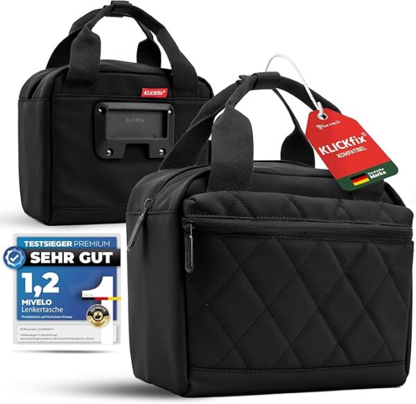 MIVELO - Lenkertasche - Wasserabweisend & Klickfix-kompatibel - 7 Liter - Schwarz Auto & Fahrrad