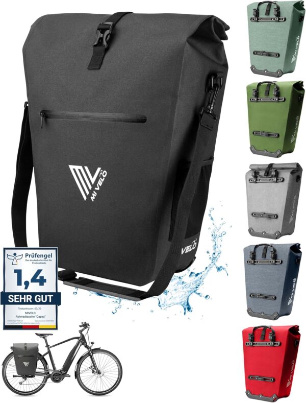 MIVELO Packtasche - Wasserdicht - 25L - Mit Laptopfach und Schultergurt - Schwarz Auto & Fahrrad