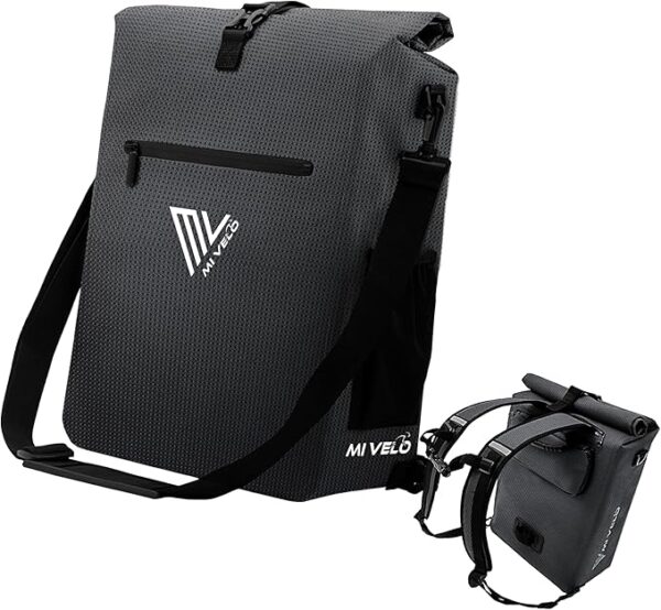 MIVELO Pannier - 3-in-1 Rucksack & Umhängetasche - Wasserdicht & inkl. Laptopfach - 20 Liter - Schwarz Reflektierend Auto & Fahrrad