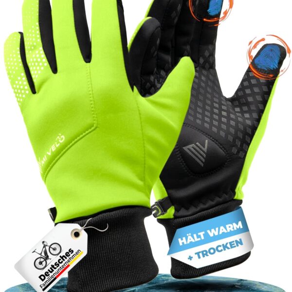 MIVELO Radhandschuhe VELORIDER - Wind- und wasserdicht - Fester Griff - Gelb - Größe S Auto & Fahrrad