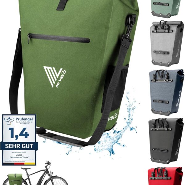 MIVELO Wasserdichte Gepäcktasche - mit Laptopfach und Schultergurt - 25L - Olivgrün Auto & Fahrrad