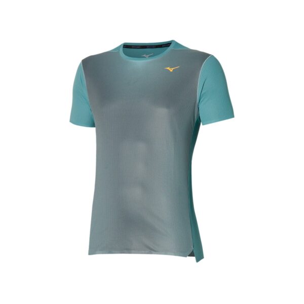 Mizuno Aero Tee Kurzarm Blau Grau