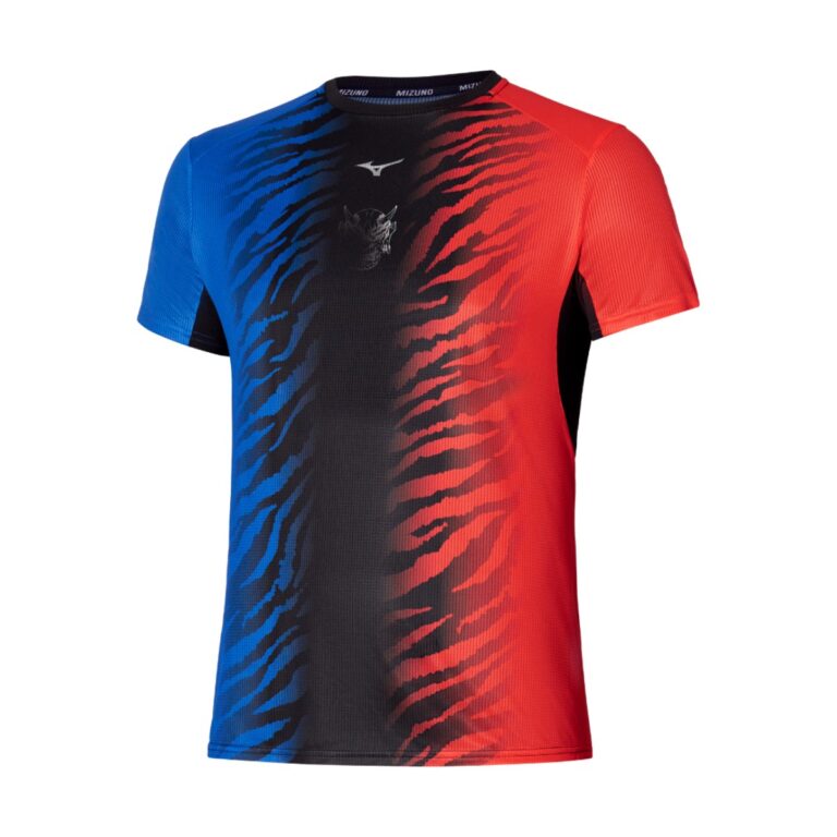 Mizuno DryAeroFlow Graphic Tee ONI Kurzarmshirt Blau Rot