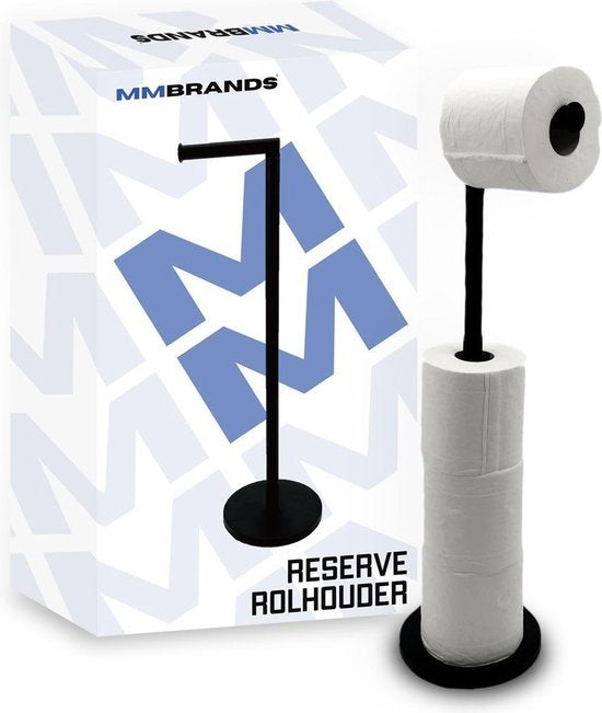 MM Brands WC-Rollenhalter - WC-Rollenhalter stehend - Toilettenpapierrollenhalter ohne Bohrung - Schwarz Wohnen & Kochen