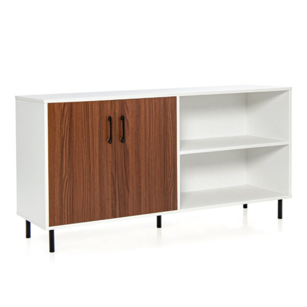 Moderner Buffetschrank Credenza-Schrank mit offenen Türen und Fächern Küchenschrank mit Metallbeinen Barschrank Wohnen & Kochen