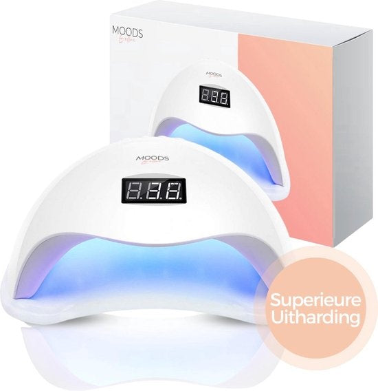Moods Gellac - Professionelle Nagellampe - UV-Lampe Gel-Nägel - Nageltrockner - Steuerbar mit Tasten - Leistungsstarke LED-Lampe - Weiß Schön & Gesund
