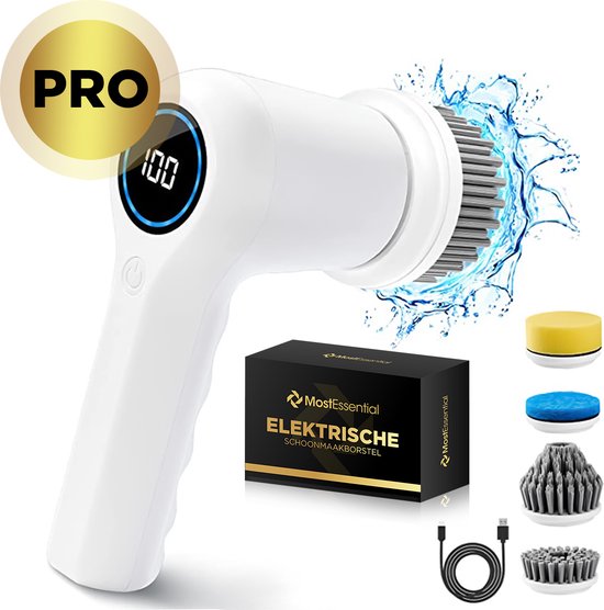 MostEssential Elektrische Reinigungsbürste PRO Edition - Elektrischer Schrubber - Schrubbbürste - Polierer - Für Bad oder Küche - IPX7 Wasserdicht Wohnen & Kochen