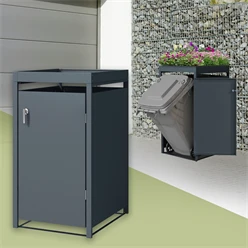 Mülltonnenbox mit Pflanzdach 1er bis 240L 68x80x124 cm aus Stahl in Anthrazit ML-Design 637