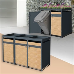 Mülltonnenbox mit Pflanzdach 3er bis 240L 200x80x124 cm aus Stahl in Lärchenoptik ML-Design 637