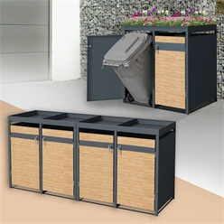 Mülltonnenbox mit Pflanzdach 4er bis 240L 264x80x124 cm aus Stahl in Lärchenoptik ML-Design 637