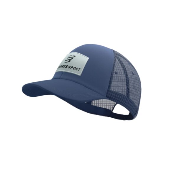 Mütze Compressport Trucker 6P Cap Blau Weiß Laufzubehör