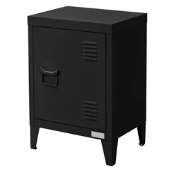 Nachttisch 40x30x58 cm Schwarz aus Stahl mit verstellbarer Regalboden ML Design 462