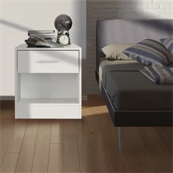 Nachttisch mit Schublade und offenem Fach 36.5x38.5x30 cm Weiß aus Holz ML-Design 462