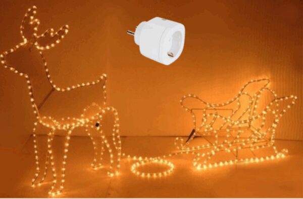 Nampook Rentier mit Schlitten - Weihnachtsbeleuchtung - MIT Perel Smart home Wifi plug für drinnen - Für Android & IOS Weihnachten