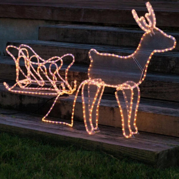 Nampook Weihnachtsbeleuchtung - Rentier mit Schlitten - 60 x 28 x 77 cm Weihnachten