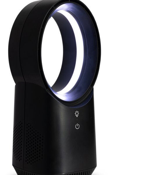 Nexxt Bladeless Fan Kabelloser Ventilator mit LED-Beleuchtung in verschiedenen Farben - 3 Geschwindigkeiten und Touch-Button und - Stylisch