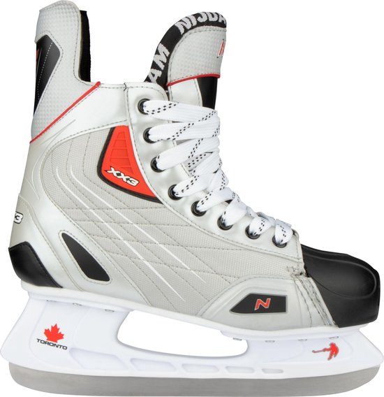 Nijdam Eishockey Schlittschuhe - Polyester - Deluxe - Silber/Schwarz - Größe 43 Hobby & Sport