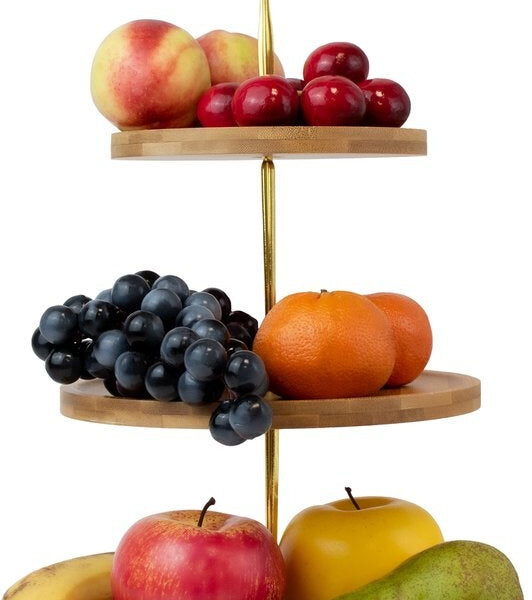 NimmaÂ® Etagere - 3-lagiger Servierturm - Kuchentablett für High Tea - Obstschale - Bambusholz Wohnen & Kochen