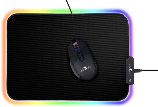 No Fear Game Mauspad mit Licht - RGB LED mit 14 Lichtmodi - Anti-Rutsch - 25 x 35 cm - Schwarz Elektronik