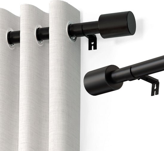 Noswo Vorhangstange - Ausziehbar - 143 bis 213 cm - Vorhangstange - Vorhangschiene - Metall - Schwarz Wohnen & Kochen