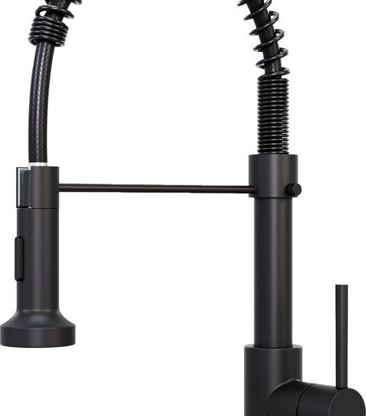 Noswo - Wasserhahn - mit ausziehbarem Brause - Küchenarmatur - Edelstahl - Schwarz Wohnen & Kochen