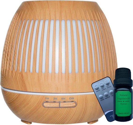 Nova Green - Aroma Diffusor - Luftbefeuchter - Duftzerstäuber - Luftreiniger - Verdampfer - Vernebler - Aromatherapie - 550ml - LED Beleuchtung - Holzoptik Wohnen & Kochen