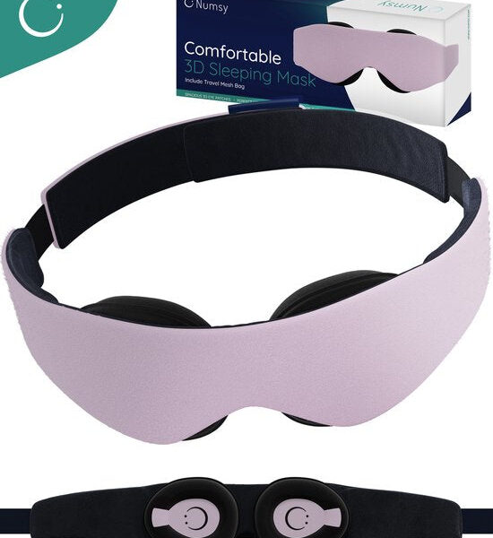 Numsy Schlafmaske Frauen und Kinder - Augenmaske Schlaf mit Memory Foam - 100% Dimmen - Pink Schön & Gesund