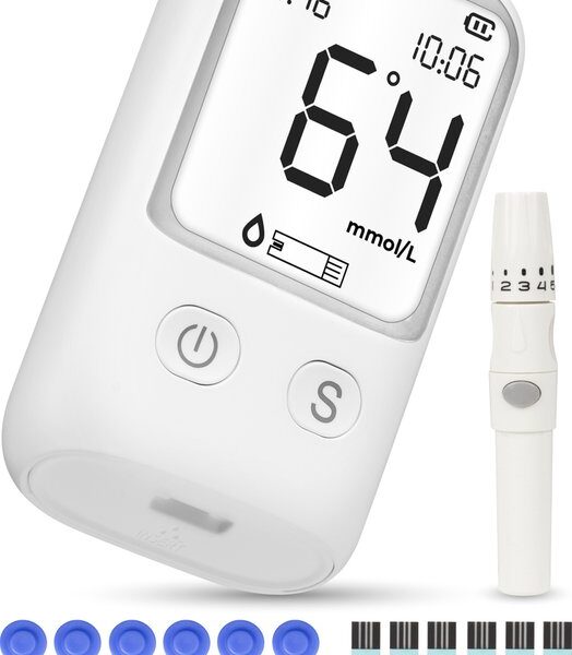 Nuvance - Blutzuckermessgerät - Starter Kit - Blutzuckermessgerät - Inkl. 50 Teststreifen und 50 Lanzetten - Blutzuckermessgerät - Diabetes Messgerät - Komplett-Set Schön & Gesund
