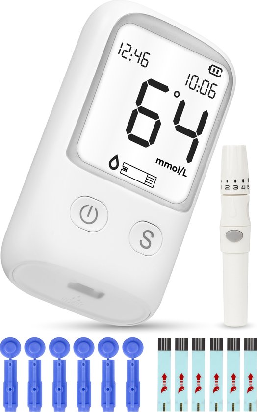 Nuvance - Blutzuckermessgerät - Starter Kit - Blutzuckermessgerät - Inkl. 50 Teststreifen und 50 Lanzetten - Blutzuckermessgerät - Diabetes Messgerät - Komplett-Set Schön & Gesund