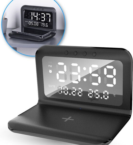Nuvance - Digitaler Wecker - Digitaler Wecker für das Schlafzimmer - mit drahtlosem Ladegerät und USB-Ladeanschluss - mit Snooze-Funktion und Doppelalarm Wohnen & Kochen