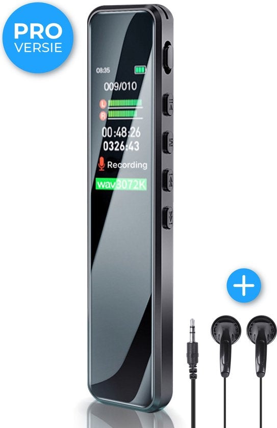 Nuvance - Digitales Diktiergerät - Digitales Diktiergerät - Audiorecorder - mit Rauschunterdrückung - inkl. Ohrstöpsel - 32GB Speicher - Schwarz Elektronik