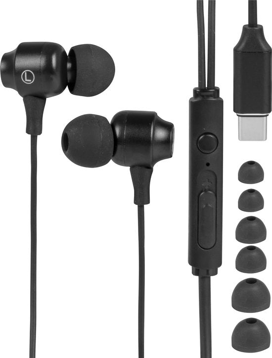 Nuvance - Kabelgebundene Ohrhörer - USB-C - Kabelgebundene Ohrhörer - In-Ear Kabelgebundene Ohrhörer mit Mikrofon - Schwarz Elektronik