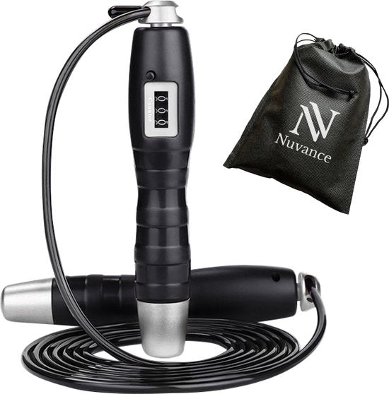 Nuvance - Springseil mit Zähler - 15W - Inklusive Kabel - Schwarz - Aluminium - 200 cm Elektronik