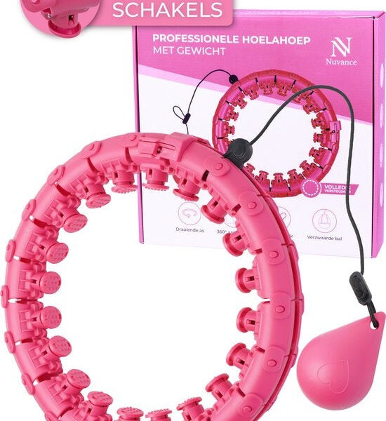 Nuvance - Verstellbarer Fitness-Hula-Hoop-Reifen mit Gewicht - 24 + 5 Glieder - Inkl. eBook - für Erwachsene und Kinder - Hula-Hoop-Reifen - Smart Hoop - Pink